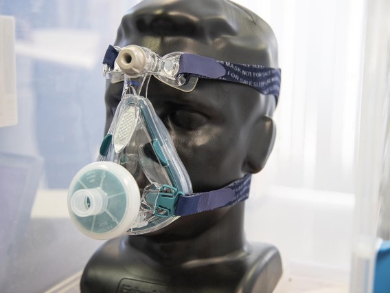 An early hybrid 3D-printed prototype face mask that would protect health care workers at Banner – University Medical Center in Tucson during the pandemic.