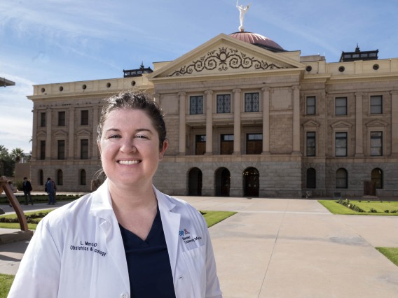 Laura Mercer, MD, MPH, MBA, got to know the inside of the Arizona State Capital very well during her Master of Public Health internship. She worked with lawmakers to pass a bill that will make it easier for women to obtain prescription birth control in the state. 