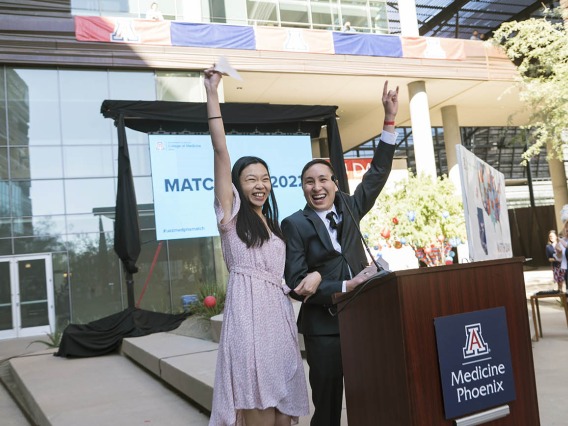 Pristine Mei and Brandon Ngo, announced that they were couple-matched to University of California-Davis during the UArizona College of Medicine – Phoenix Match Day 2022 event.