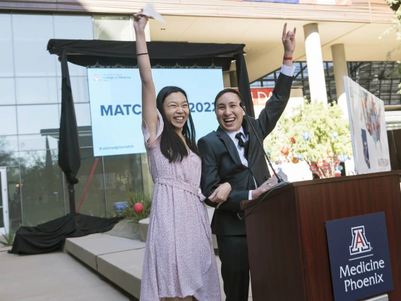 Pristine Mei and Brandon Ngo, announced that they were couple-matched to University of California-Davis during the UArizona College of Medicine – Phoenix Match Day 2022 event.