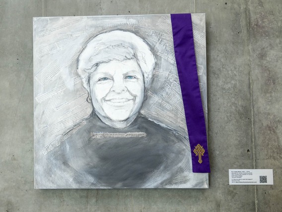 Sr. Louise Akers (1942-2018) — Sr. Akers was a teacher, advocate for the poor and champion for social justice. She was particularly passionate about gender and racial equality, leading her to gain national prominence in 2009 for refusing to renounce her support for women being allowed to become priests in the Catholic Church. Ultimately, the Archbishop of Cincinnati prohibited her from giving presentations, conducting retreats or teaching at anything falling under the purview of the diocese.  (Acrylics and 