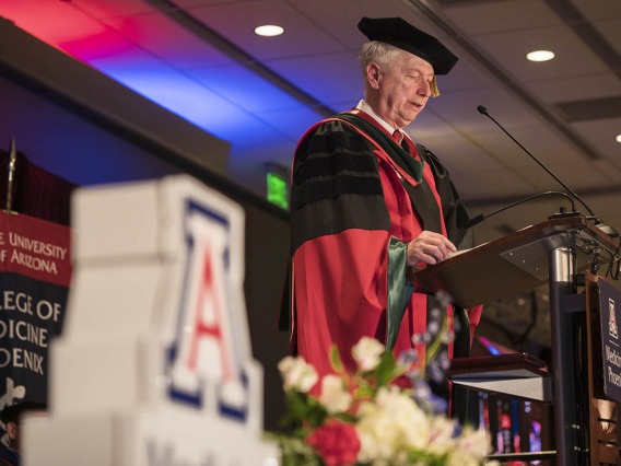 UArizona Colleege of Medicine – Phoenix Dean Guy Reed, MD, MS, addresses the class of 2022 during their commencement ceremony.