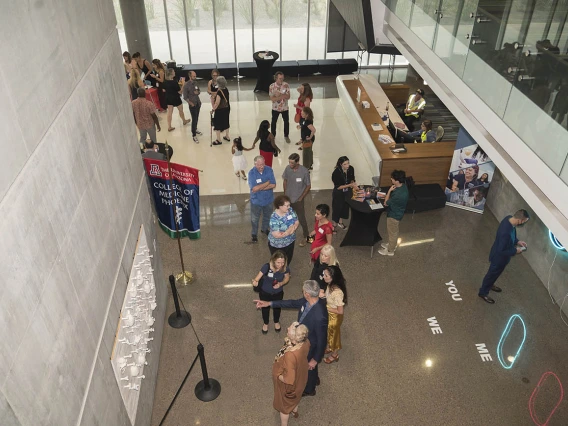 The public opening of the Artist + Researcher exhibition was held in the Health Sciences Education Building as part of the First Friday Art Walk in downtown Phoenix on Friday, Sept. 2.