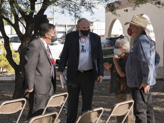 Attendees visit after the ceremony celebrating the renaming of the Native American Research and Training Center to the Wassaja Carlos Montezuma Center for Native American Health.