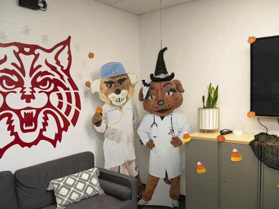 Wilbur and Wilma donned costumes in the College of Medicine – Tucson’s Student Affairs office. 