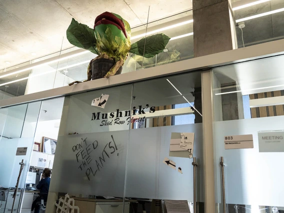 Amongst all the blood and gore, this little musical interlude is a welcome sight – or is it? Audrey II from the “Little Shop of Horrors” sprouted up in the Interprofessional Clinical and Professional Skills Center on the eighth floor of the Health Sciences Innovation Building. Remember, don’t feed the plants!