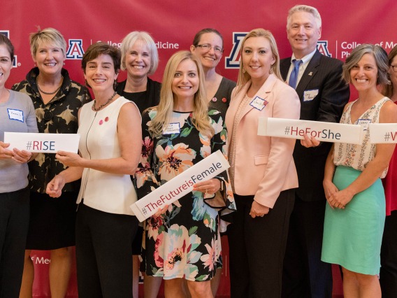 Members of Women in Medicine and Science with College of Medicine – Phoenix Dean Guy Reed, MD, at the 2019 annual dinner.