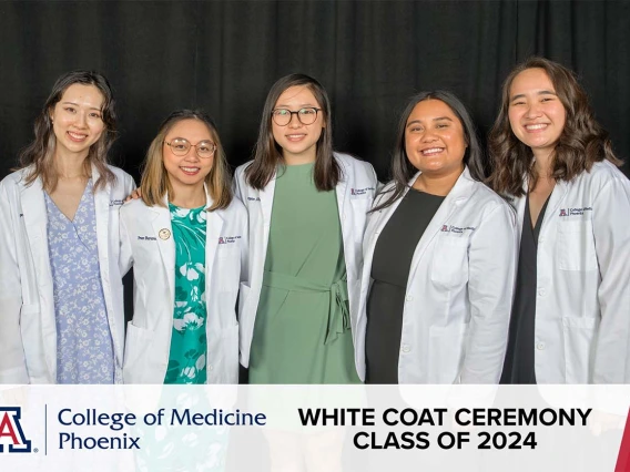From left, Angela Hu, Fran Buranday, Ruoyan Zhu, Rachel Mendoza and Jessica Dong after the ceremony.