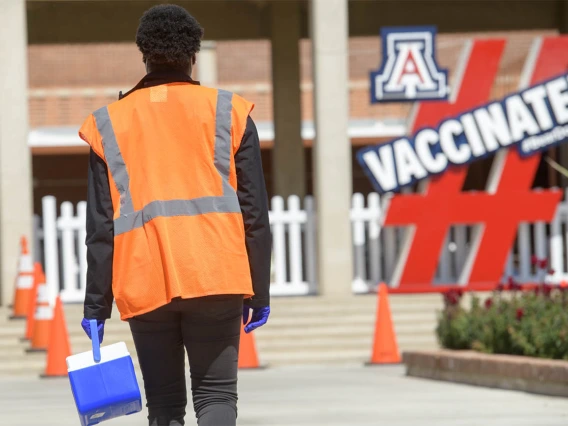 The vaccines are transported in a cooler to the POD. The cooler keeps them safe from the elements and at the proper temperature required for distribution.