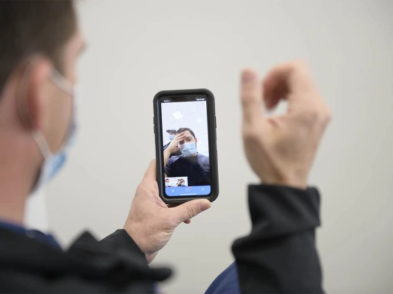 From his work location in Tucson, Arizona, Dr. Gaither can consult with a rural emergency medical technician using the AZ READI telehealth platform. 