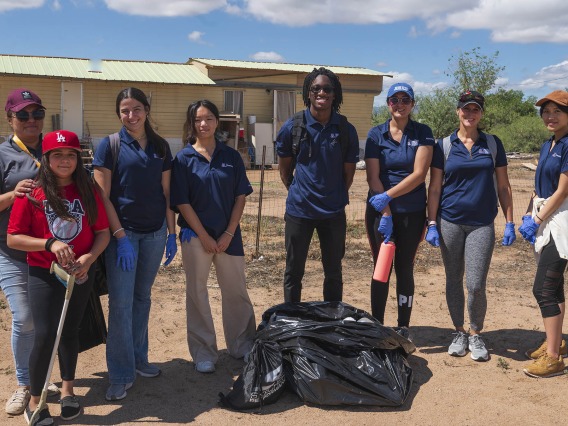 Students take part in a clean-up activity in Willcox, Arizona.