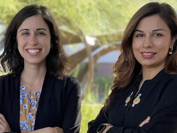 Portrait of psychiatry professors Jacquelin Esque and Saira Kalia.