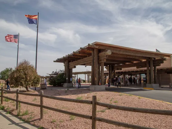 An exterior view of the Hopi Health Care Center in Polacca, Arizona.