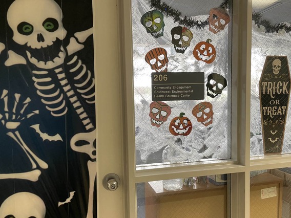 The College of Nursing has over a dozen decorated doors, windows and walls on multiple floors entered into its Halloween decorating contest this year. 