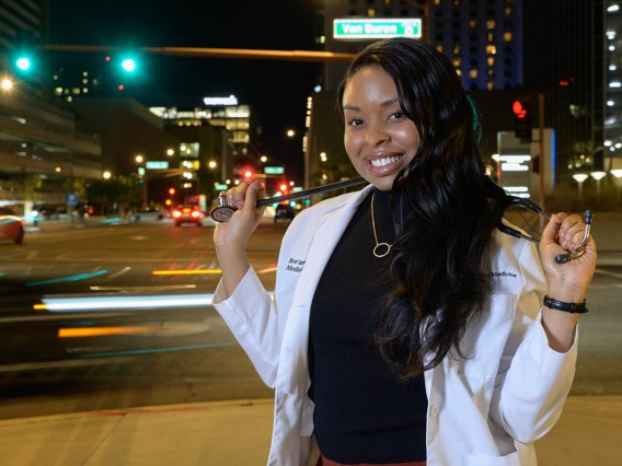 Bre'anca Sanders, a first-year student in the College of Medicine – Phoenix, strives to become part of the solution to deliver better health care for underserved and underrepresented patients in urban areas.