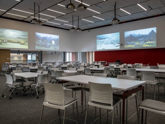 The third floor boasts a large classroom that can be used for catered events, large classes, or conferences.