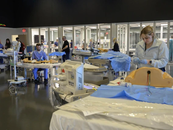 UArizona Doctor of Nursing Practice students take part in a clinical immersion session at the Arizona Simulation Technology and Education Center.