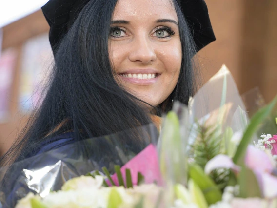 Dragana Vojvodic is all smiles after receiving a Doctor of Nursing Practice degree at the UArizona College of Nursing fall convocation in Centennial Hall on Dec. 15.