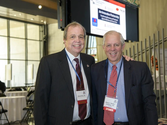 Michael D. Dake, MD, senior vice president for the University of Arizona Health Sciences, and University of Arizona President Robert C. Robbins, MD, gave opening remarks during the event on April 29.