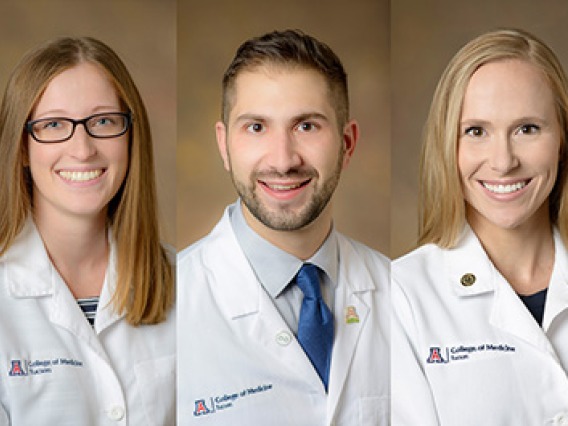 College of Medicine – Tucson students Layne Genco, David Haddad and Meleighe Sloss won the CUP scholarship award this year.