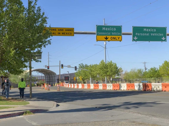 The Mexico port of entry at the U.S. border in Douglas, Arizona. Across the border is Agua Prieta, Sonora, a town of about 70,000 people who are largely agriculture and factory assembly workers.