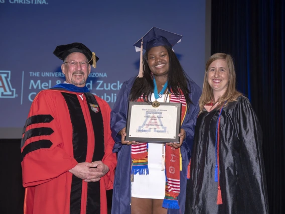 Doug Taren, PhD, Christina Harris and Stephanie Springer, MPH, at the 2017 convocation.