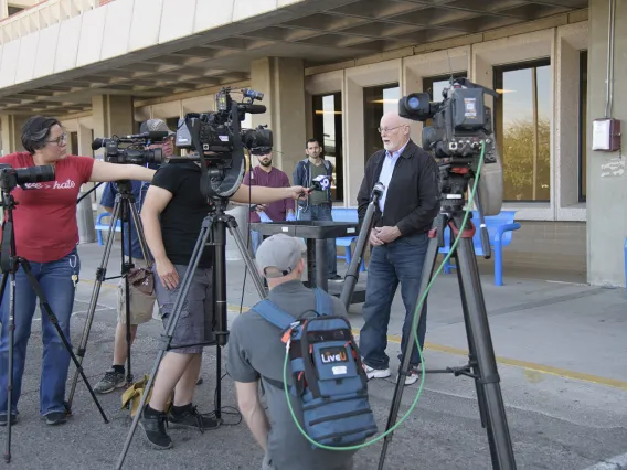 David T. Harris, PhD, discusses his work to create and deliver COVID-19 sample collection kits with three local new stations.