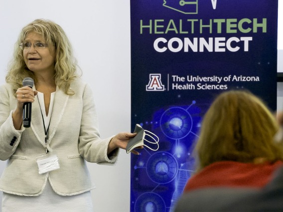 Claudia Whitehead, Bioscience Healthcare Program Manager for the City of Phoenix, welcomes attendees to the inaugural HealthTech Connect event.