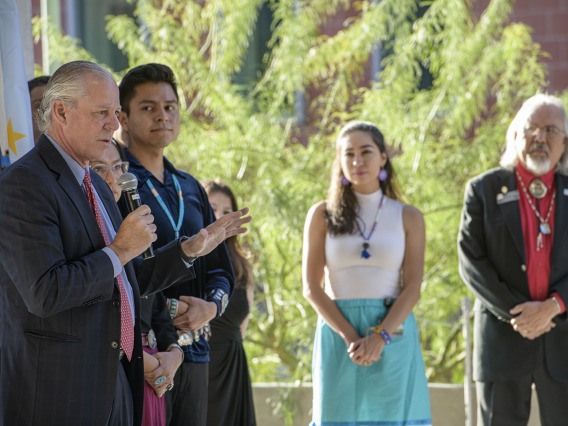 University of Arizona President Robert C. Robbins, MD, speaks during the blessing ceremony.