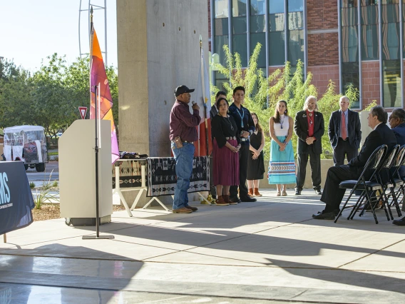 The Native American blessing was conducted by Tim Antone, a spiritual leader of the Tohono O’odham Nation.