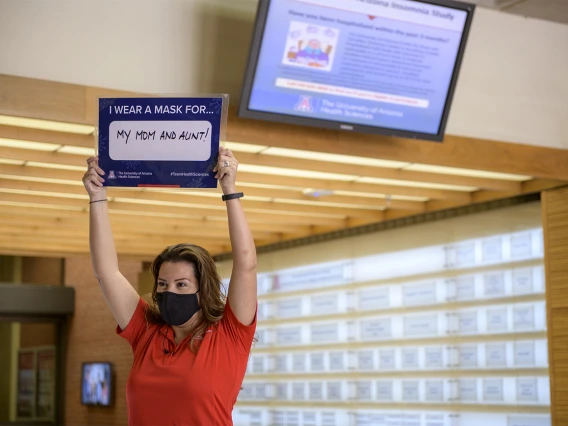 Lupe Gastelum, MPH, is a special assistant to the dean at the College of Medicine – Tucson. Gastelum wears a mask for her mom and her aunt who are over the age of 65 and have diabetes.