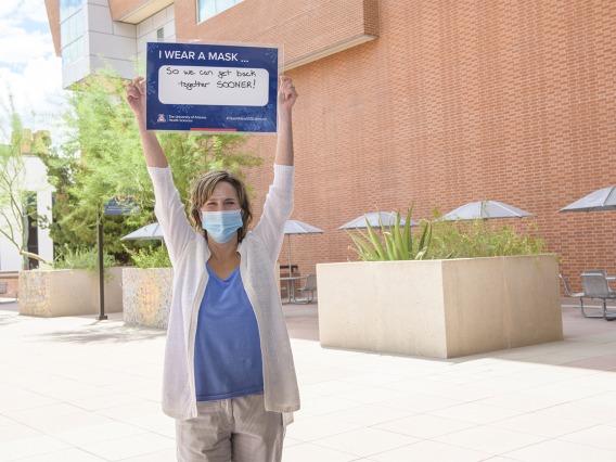 Kathy W. Smith, MD, is assistant dean of student affairs at the College of Medicine – Tucson. Smith wears a mask “So we can all get back together sooner rather than later."