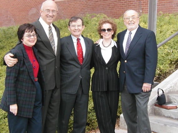 The college is officially named the Mel and Enid Zuckerman College of Public Health in 2002. Pictured from left: Dean G. Marie Swanson, PhD, MPH; Tucson Mayor Bob Walkup; University of Arizona President Peter Likins, PhD; Enid Zuckerman; Mel Zuckerman.
