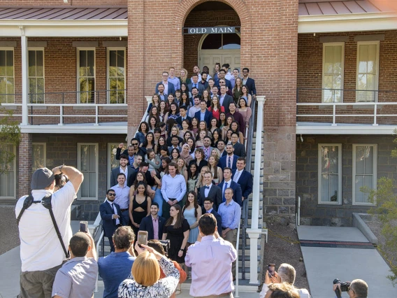 The University of Arizona College of Medicine – Tucson class of 2022 gathers for a group photo before they find out where their residencies will be during their Match Day event.