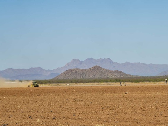 Fields being prepared for planting near the community center in Aguila, Arizona, an agricultural community west of Phoenix in Maricopa County with a population that’s more than 98% Hispanic/LatinX.