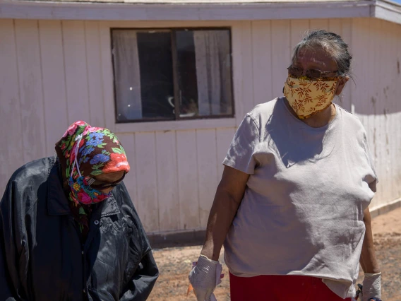 Tribal members of the Navajo Nation received water, sanitizer, cleaning supplies and food from the University of Arizona Cancer Center drive. 