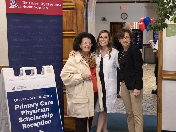 Primary Care Physician scholarship recipient Gabrielle Milillo, center, poses for a photo with her grandmother, left, and mother, right, before the scholarship awards reception. 