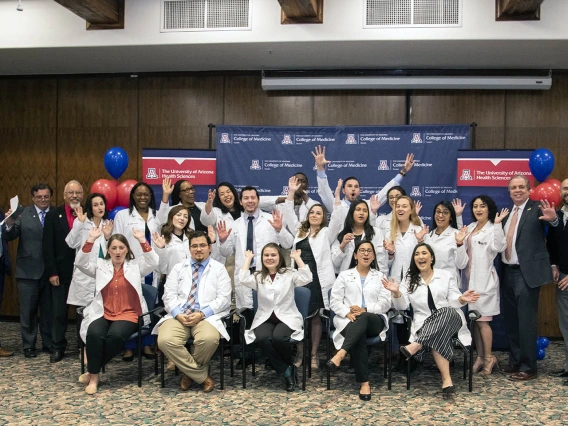 The Primary Care Physician scholarship recipients from the University of Arizona College of Medicine – Tucson with University of Arizona Health Sciences staff and scholarship organizers. 