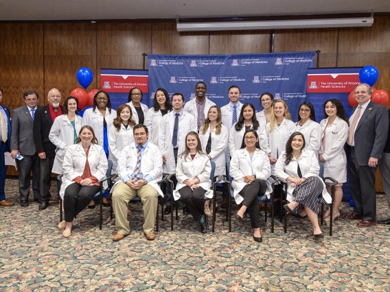 The Tucson Primary Care Physician scholarship recipients, University of Arizona Health Sciences staff and scholarship organizers. 