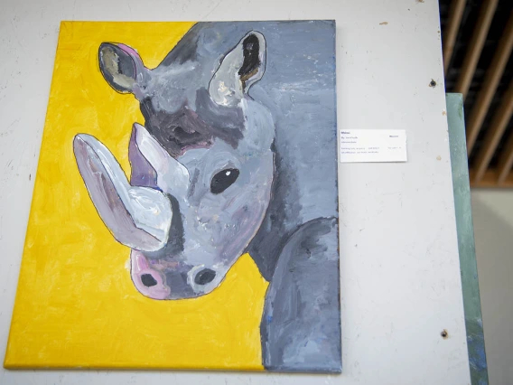 Jon Erath’s entry, “Rhino.” Erath is a former student worker and current volunteer for ArtWorks at the Department of Family & Community Medicine.