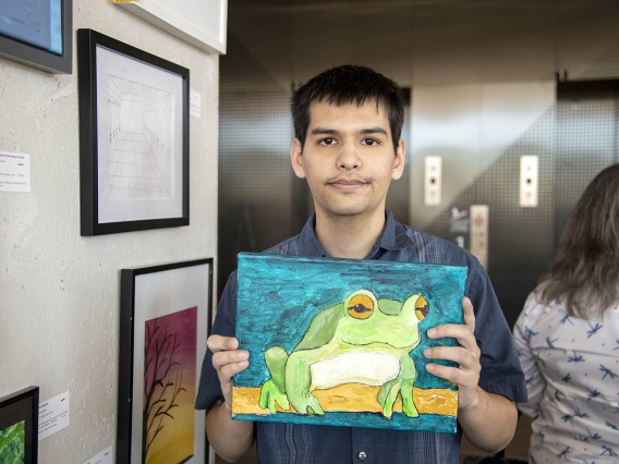 Jon Erath’s entry, “Green Tree Frog.” Erath is a former student worker and current volunteer for ArtWorks at the Department of Family & Community Medicine.