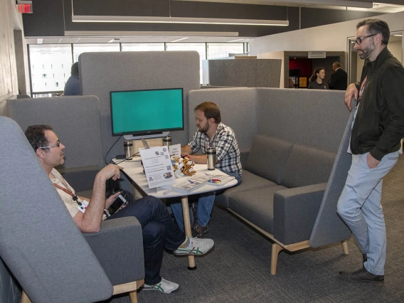 Attendees explore the Faculty Commons + Advisory inside the Health Science Innovation Building at the FC+A grand opening on March 4, 2020.