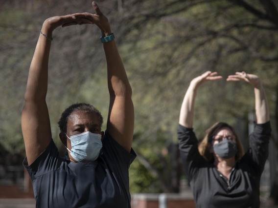 The Saguaro Study sought to find out what support employees need, and then provide it. Here, employees participate in an outdoor Tai Chi and Healthy Qigong session as part of the study.