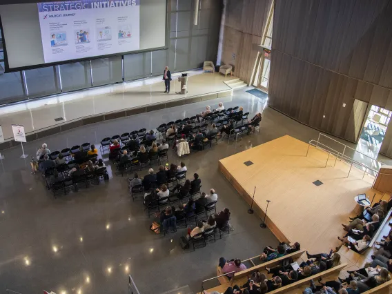 Senior Vice President for Health Sciences Michael D. Dake, MD, held a town hall at the Health Sciences campus in Tucson on Jan. 28, 2020,