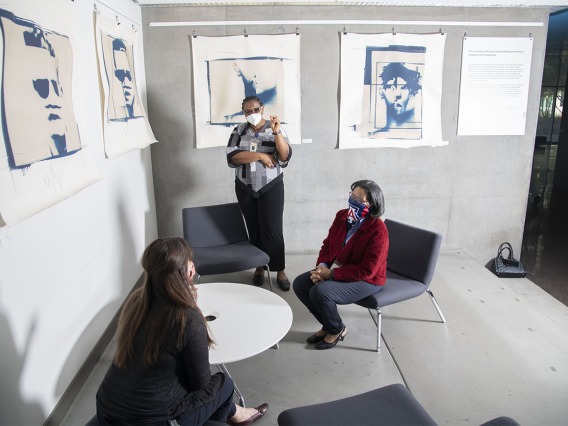 This cozy nook in the Health Sciences Education Building on the Phoenix Biomedical Campus doubles as an art exhibitions space. 