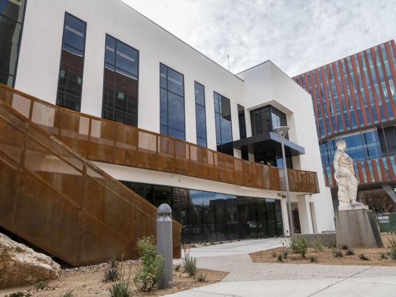 The exterior of the newly expanded Skaggs Center, which is home to new chemistry and biology laboratories and will support drug discovery research.