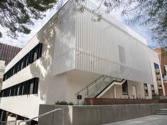 The exterior of the newly expanded Skaggs Center, which is home to new chemistry and biology laboratories and will support drug discovery research.