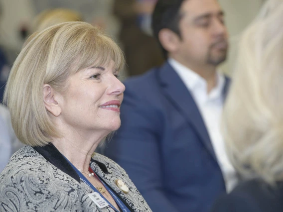 Cindy Anderson, University of Arizona College of Medicine - Phoenix director of operations for Center for Simulation and Innovation, listens to speakers.