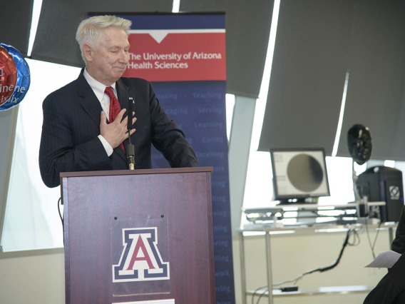 University of Arizona College of Medicine - Phoenix Dean Guy Reed speaks to the audience at the Primary Care Physician scholarship reception. 