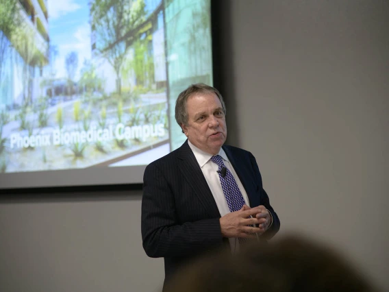 Senior Vice President for Health Sciences Michael D. Dake, MD, announced new opportunities for faculty and students, including a new center, fellowship opportunities and new Phoenix programming.